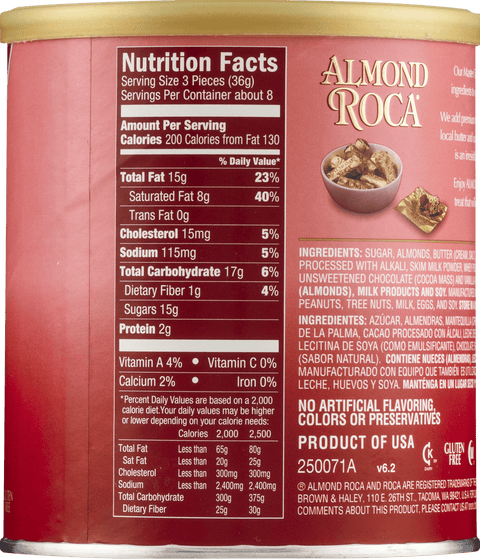Brown & Haley Almond Roca The Original Buttercrunch Toffee with Chocolate and Almonds 10 Oz (284 g)