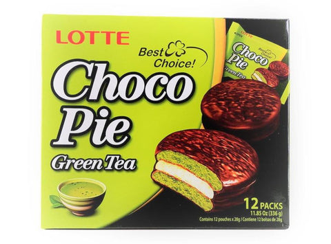 LOTTE Choco Pie Green Tea Flavor 11.85 Oz (336 g) - 12 PACKS