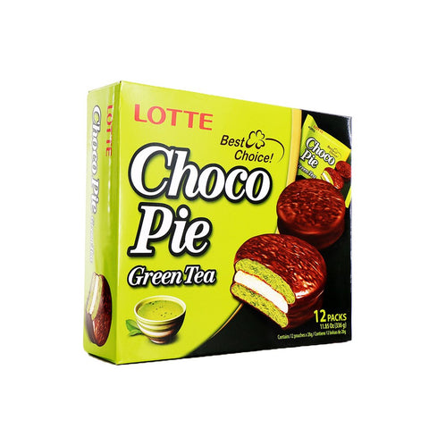 LOTTE Choco Pie Green Tea Flavor 11.85 Oz (336 g) - 12 PACKS