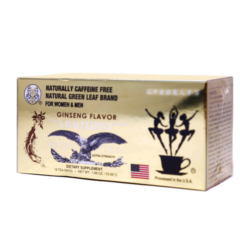 3 BALLERINA Herbal Tea Dieters Drink Extra Strength Ginseng Flavor 18 Tea Bags 1.88 Oz (53.88 g) - CoCo Island Mart