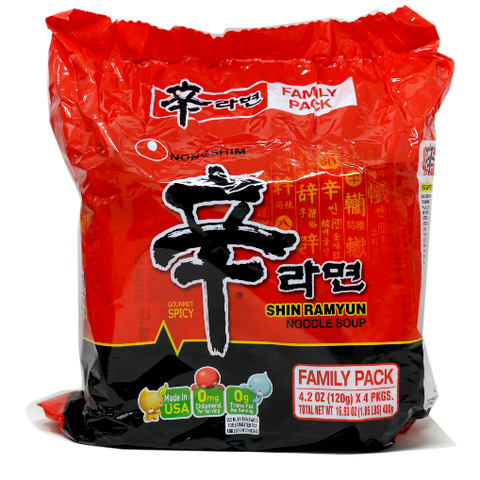Nongshim Shin Ramyun Noodle Soup Family Pack 16.93 Oz (1.05LBS) - 4 PKGS