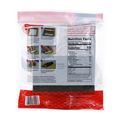 Yamamotoyama Roasted Sushi Nori Seaweed Original 10 Sheets 0.88 Oz (25 g) - CoCo Island Mart