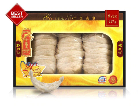 Golden Nests Premium White Bird’s Nest AAA – 227 Grams (8 Oz.) 金燕窩 3A白燕棧