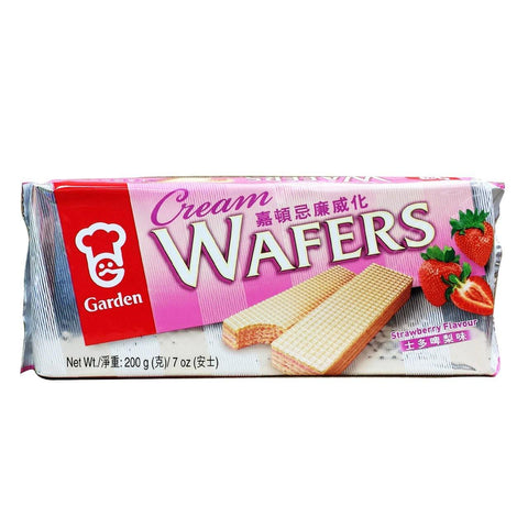 Garden Cream Wafers Strawberry Flavour 7 Oz (200 g) - 香港GARDEN嘉顿忌廉威化 土多啤梨味 - CoCo Island Mart
