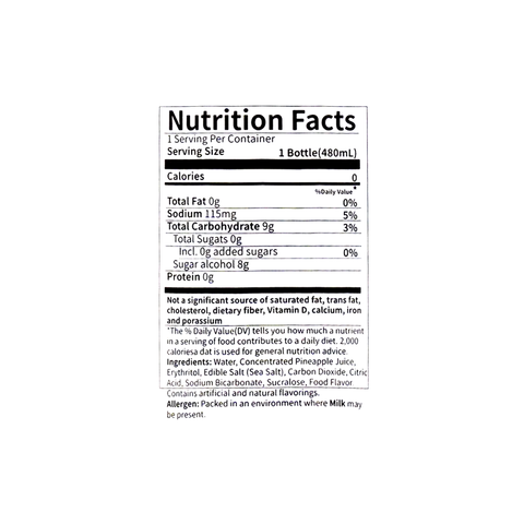 Genki Forest Sugar-Free Sparkling Water Pineapple & Sea Salt Flavor 16.2 fl Oz (480 mL)