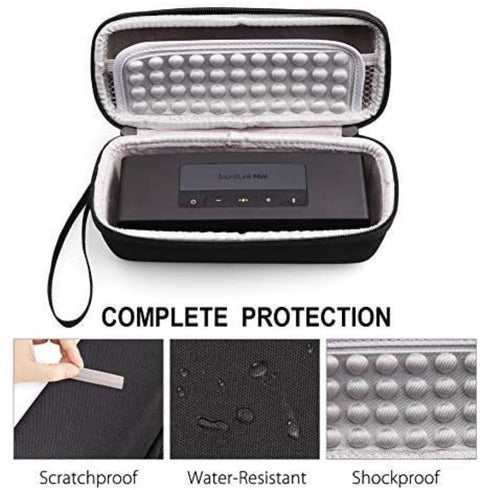 Hard Case for Bose SoundLink Mini / Mini 2 Bluetooth Speaker with Soft Silicone Case, Mesh Accessory Pocket, Black