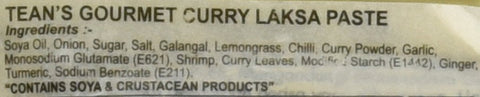Tean's Gourmet Malaysian Traditional Tumisan Kari Paste for Curry Laksa 7 Oz (200 g) Pouch