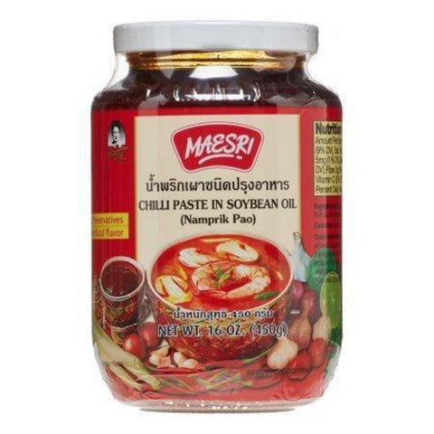 Maesri Chili Paste in Soybean Oil | Namprik Pao 16 Oz (450 g) - CoCo Island Mart