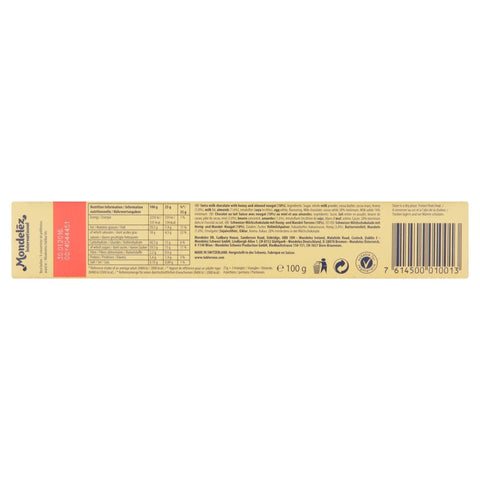 Toblerone Swiss Milk Chocolate With Honey and Almond Nougat 3.52 Oz (100 g)