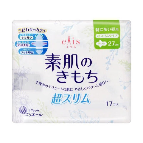 Elleair Elis Megami Sanitary Napkin Pads Heavy Daytime W/Wing 27 cm - 17 Pads - 日本ELIS怡丽 素肌超薄护翼全棉卫生巾 日用型 27cm 17枚入 - CoCo Island Mart