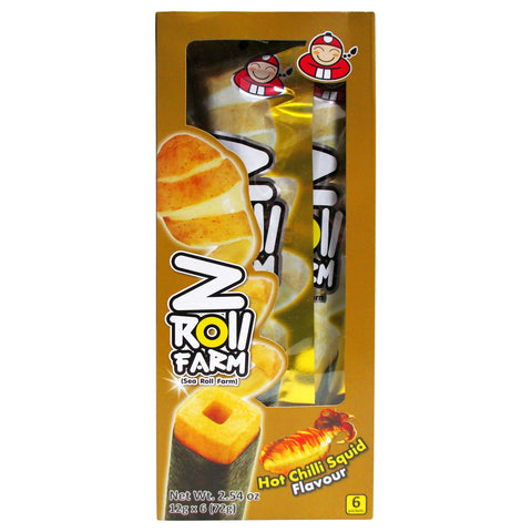 Tao Kae Noi Z Roll Farm Potato Stick Wrapped in Seaweed Hot Chili Squid Flavor 6 Packets 2.54 Oz (72 g) - CoCo Island Mart