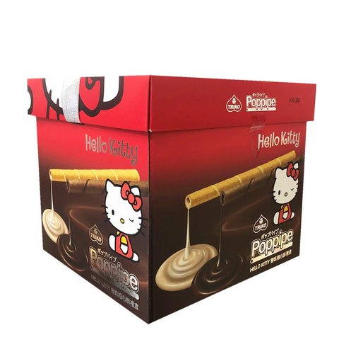 Triko Foods Poppine Chocolate and Milk Flavor Hello Kitty Wafer Sticks Snacks Gift Box (315 g) - 台湾盛香珍捲心酥礼盒牛奶口味
