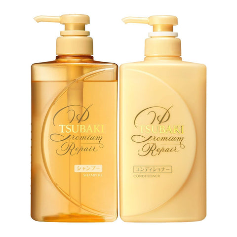Shiseido Ft Tsubaki Premium Repair Hair Shampoo and Hair Conditioner Set 33.2 FL Oz (980 mL) - 日本SHISEIDO资生堂 TSUBAKI丝蓓绮 0秒沙龙美发 多重损伤修护洗发水和多重损伤修护发素 490ml+490ml 2020年新款 - CoCo Island Mart