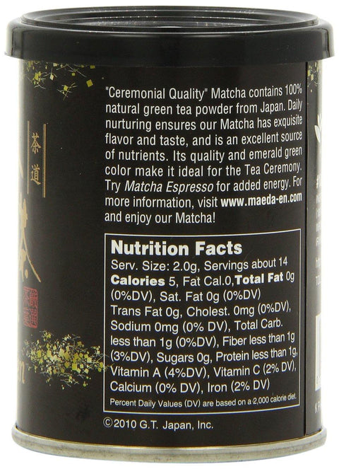 Maeda-en Matcha Green Tea Powder - Ceremonial Quality 1 Oz (28 g) - CoCo Island Mart