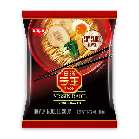 Nissin RAOH Soy Sauce Flavor Authentic Japanese-Style Ramen 6-PACK X 3.77 Oz (2LBS)