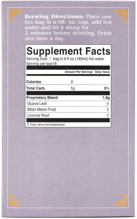 Prince of Peace Blood Sugar Tea Guava Tea 18 Tea Bags x 1.8 g (1.14 Oz/32 g)