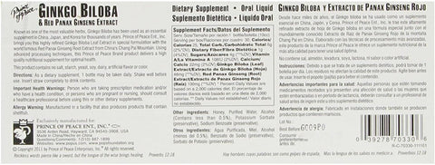 Prince of Peace Ginkgo Biloba & Red Panax Ginseng Extract 30 Bottles 10.2 FL Oz