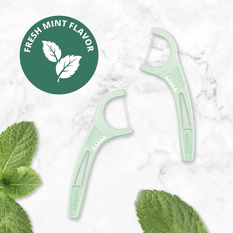 Plackers Micro Mint Dental Flossers, Fresh Mint Flavor, Fold-Out Toothpick, Super Tuffloss, Easy Storage with Sure-Zip Seal, 150 Count