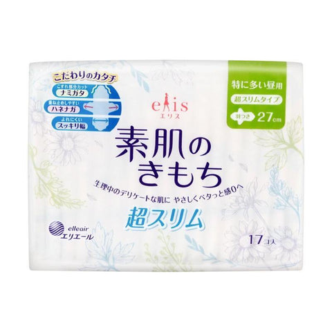 Elleair Elis Megami Sanitary Napkin Pads Heavy Daytime W/Wing 27 cm - 17 Pads - 日本ELIS怡丽 素肌超薄护翼全棉卫生巾 日用型 27cm 17枚入 - CoCo Island Mart