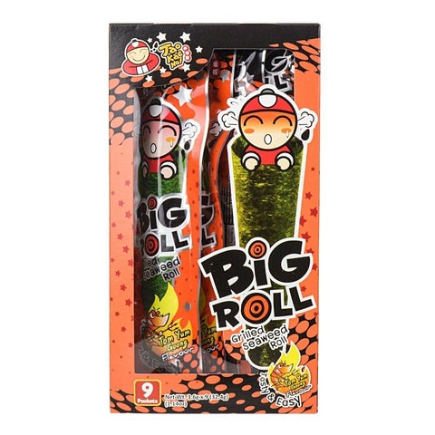 Tao Kae Noi Big Roll Grilled Seaweed Roll Tom Yum Goong Flavor 0.95 Oz (27 g) 9 Packets - 小老闆冬荫味紫菜卷 - CoCo Island Mart