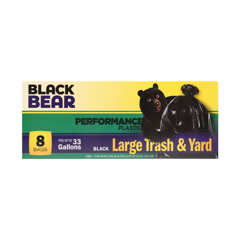 Black Bear Large Trash & Yard Black up to 33 gallons 8 Bags