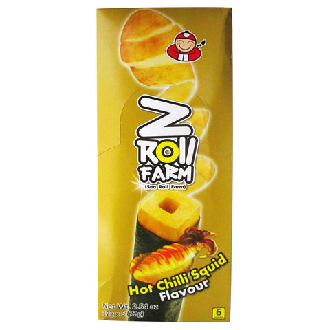 Tao Kae Noi Z Roll Farm Potato Stick Wrapped in Seaweed Hot Chili Squid Flavor 6 Packets 2.54 Oz (72 g) - CoCo Island Mart