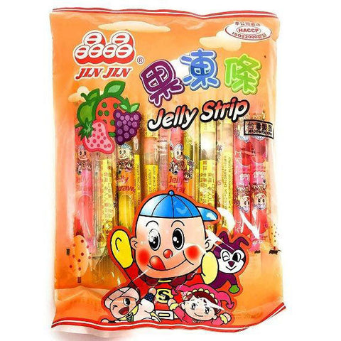 Jin Jin Jelly Strip (Jelly Filled Straws in Assorted Flavors) 14.7 Oz (400 g)