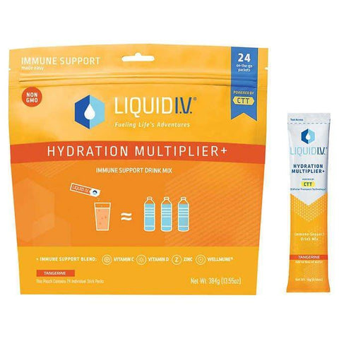 Liquid I.V. Hydration Multiplier Plus Tangerine Flavor 24 sticks 13.55 Oz (384 g) - CoCo Island Mart