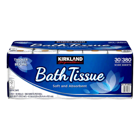 KIRKLAND Bath Tissue 2-Ply 30 Rolls 380 Sheets Per Roll Wide Sheets