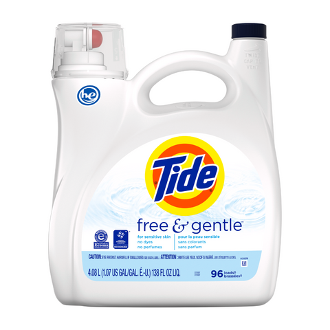 TIDE Free & Gentle Detergent Free of Dyes 96 Loads 4.08 L (1.07 US GAL) 138 FL Oz