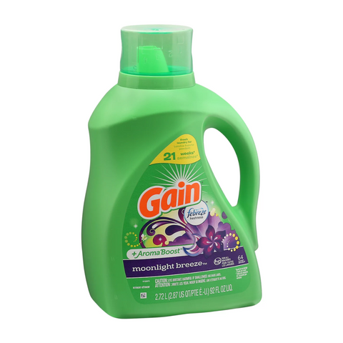 GAIN Detergent 33% More Aroma Boost Moonlight Breeze Febreze Freshness 64 Loads 2.95 L (3.12 US QT) 100 FL Oz