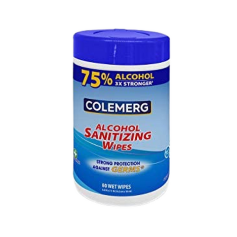 COLEMERG Alcohol Sanitizing Wipes 75% Alcohol 3x Stronger 80 Wet Wipes
