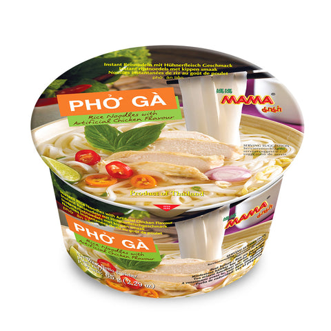MAMA Instant Rice Noodles with Artificial Chicken Flavor Noodle Soup Bowl Vietnamese Style Pho Ga 2.29 Oz (65 g)