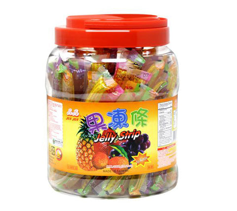 Jin Jin Fruit Jelly Strip Straws Candy Sticks Assorted Flavors 35.26 Oz (1000 g) Jar
