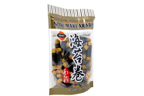 J-Basket Nori Maki Arare Rice Crackers Wrapped in Seaweed Gluten Free 3 Oz (85 g)