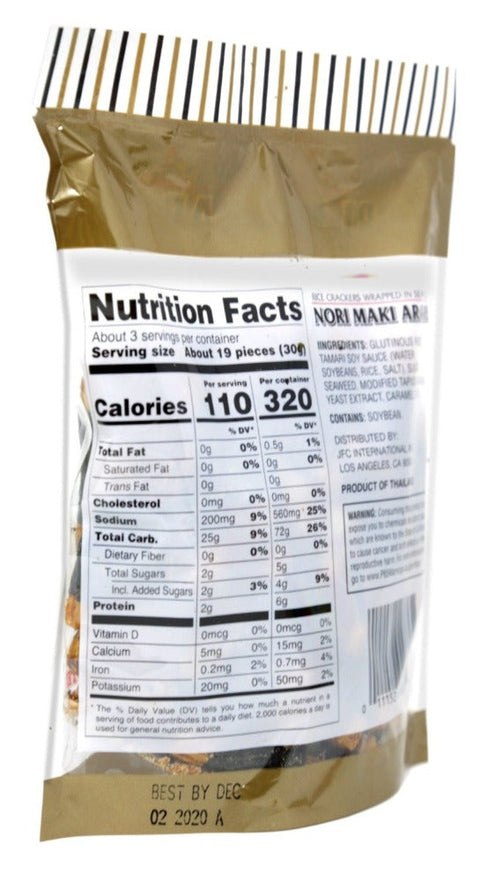 J-Basket Nori Maki Arare Rice Crackers Wrapped in Seaweed Gluten Free 3 Oz (85 g)