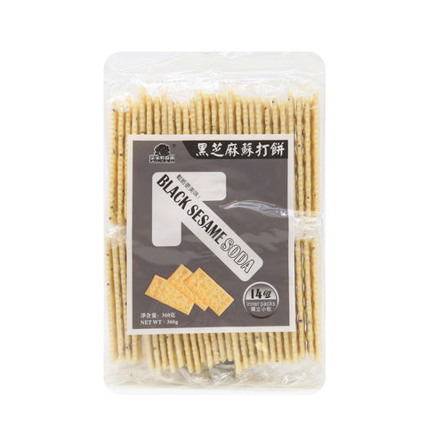 Guo Zi Ting Yuan Dao Black Sesame Soda Biscuit Crackers 12.69 Oz (360 g) - 菓子町园道苏打饼干黑芝麻味梳打饼 360克