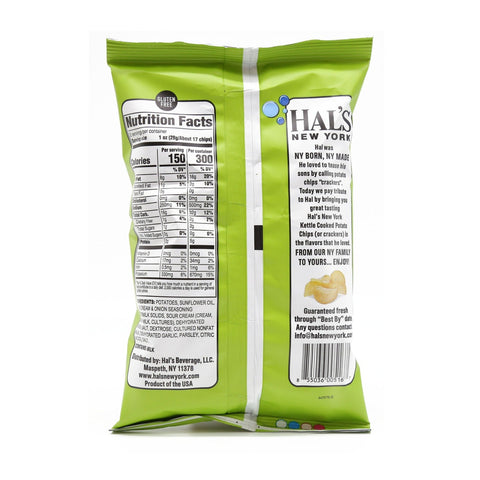 Hal's New York Kettle Cooked Potato Chips Sour Cream & Onion Flavor 2 Oz (56.7 g)