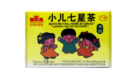 Royal King Instant Seven Natural Herbs Beverage Tea for Children 2.97 Oz (84 g) - 皇牌小儿七星茶冲剂