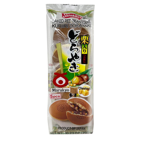 Shirakiku Kuriiri Dorayaki Marukyo Baked Red Bean Cake With Chestnuts 5 PCS 10.23 Oz (290 g)