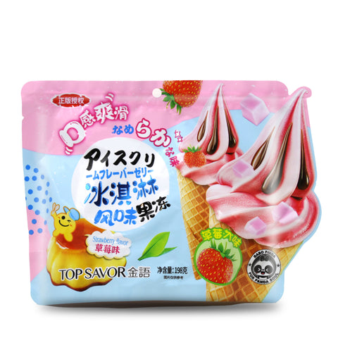 Top Savor Ice Cream Flavor Jelly Strawberry Flavor 8.7 Oz (198 g) - 金语冰淇淋风味果冻 草莓味 198克