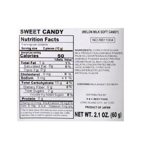 Ribon Hokkaido Soft Candy Melon Milk Flavor 2.1 Oz (60 g)