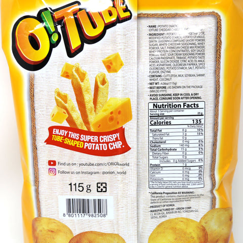 ORION O!Tube Cheddar Cheese Flavored Potato Snacks 4.06 Oz (115 g)