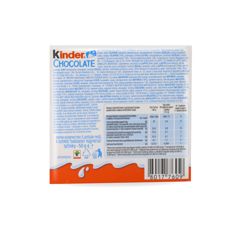 KINDER Chocolate Bar 4 Pieces 50 g