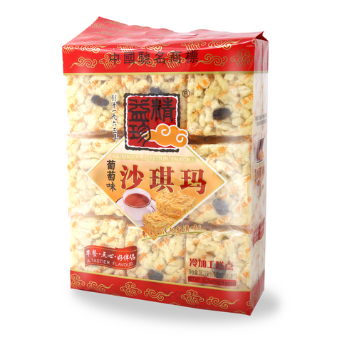 Jing Jih Jen Raisin Fried Flour Snacks 18 Pieces 18.27 Oz (518 g) - 精益珍沙琪玛葡萄味