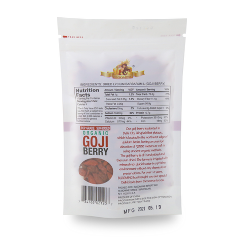 Blooming Top Grade Sun-Dried Organic Goji Berry Snack 3.5 Oz (100 g)