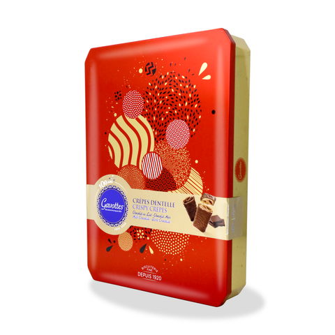 Gavottes Milk and Dark Chocolate Covered Crepes Dentelle Cookies in Holiday Tin 14.11 Oz (400 g)