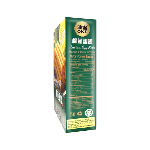 OKE Authentic Macao Durian Flavor Egg Rolls 5.6 Oz (160 g)