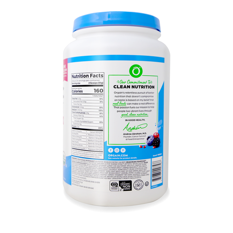 Orgain Organic Plant-Based Protein Powder Vanilla Bean Flavor 42.3 Oz (2.64 LB)