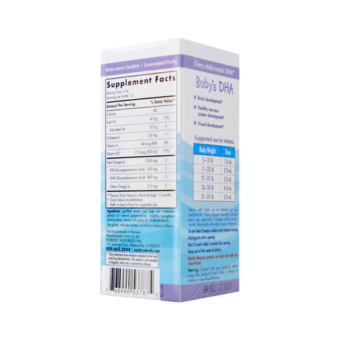 Nordic Naturals Baby's DHA 1050 mg Omega-3 with Vitamin D3 2 Oz (60 mL)
